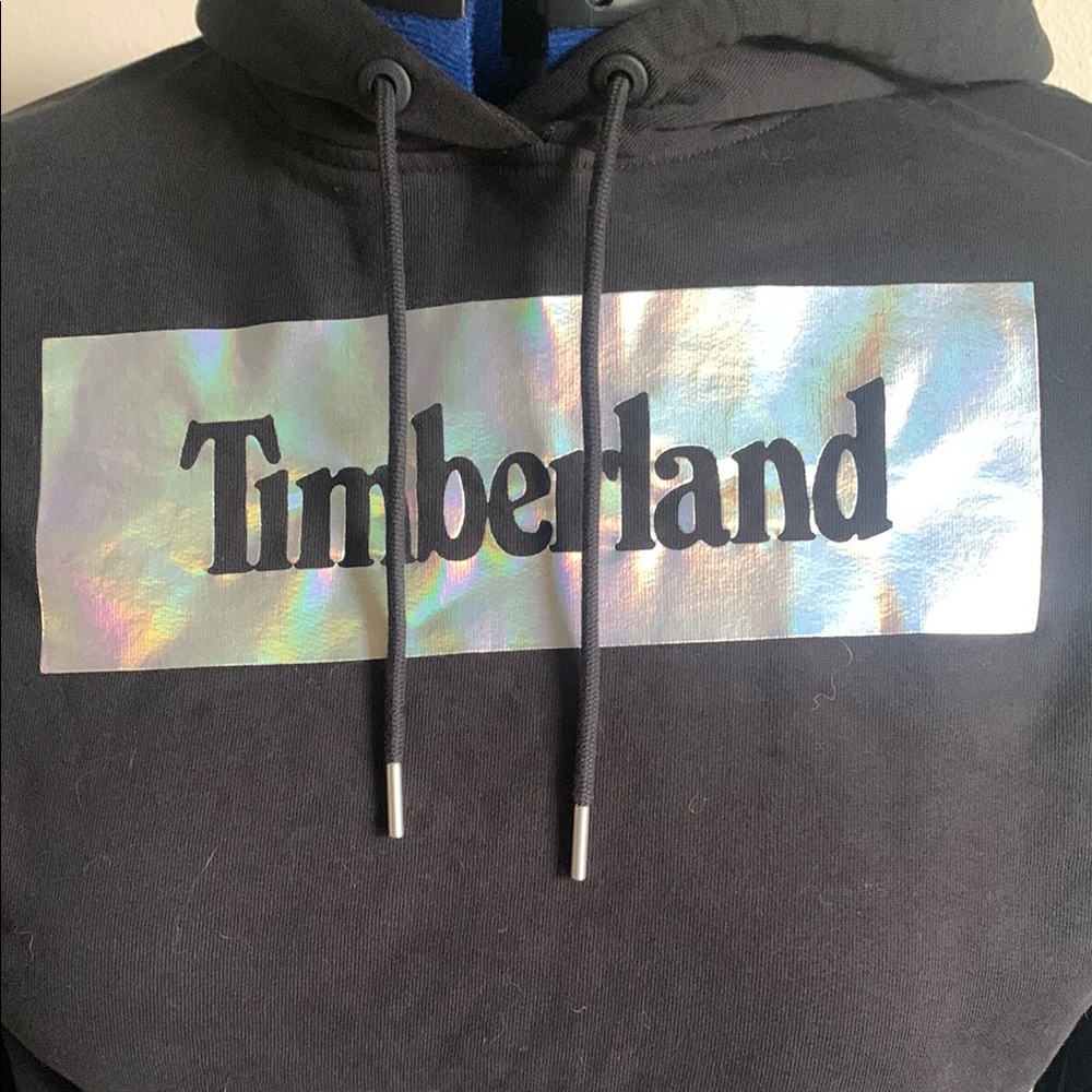 Timberland Black Hoodie with Iridescent Logo